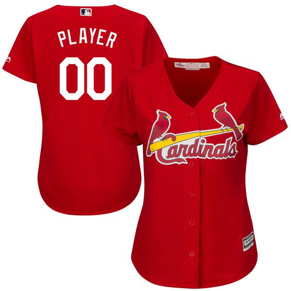 Women St. Louis Cardinals Majestic Red Scarlet Cool Base Alternate MLB Jersey->ncaa teams->NCAA Jersey